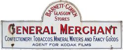 Advertising enamel shop sign BARNETT-COHEN GLASGOW STORES. GENERAL MERCHANT CONFECTIONERY, TOBACCOS,