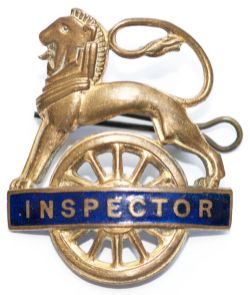 British Railways Eastern Region gilt INSPECTOR cap badge. Complete with mounts and clip, in