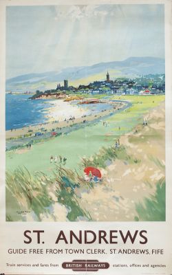 Poster BR(SC) ST ANDREWS by Frank Mason. Double Royal 25in x 40in. A lovely period image of the