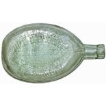 LSWR glass WHISKEY FLASK bottle marked on the front W. H. CLARK WINE MERCHANT & CONTRACTOR