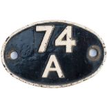 Shedplate 74A Ashford 1950-1958 with sub sheds Canterbury West to 1955, Rolvenden to 1954 and St