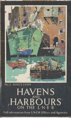 Poster LNER HAVENS AND HARBOURS ON THE LNER No2 KING'S LYNN by Frank Mason. Double Royal slightly