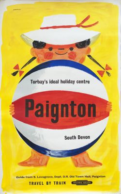 Poster BR(W) PAIGNTON TORBAY'S IDEAL HOLIDAY CENTRE SOUTH DEVON by Eckersley. Double Royal 25in x