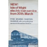 Poster BR(S) NEW ISLE OF WIGHT ELECTRIC TRAIN SERVICE FROM 20TH MARCH. Double Royal 25in x 40in