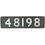 Smokebox numberplate 48198 ex Stanier 8F 2-8-0 built by the North British Locomotive Company in