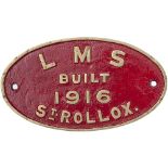 Worksplate LMS BUILT 1916 ST ROLLOX ex Caledonian Railway McIntosh 3F 0-6-0 numbered 56363.