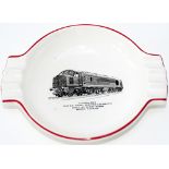 British Railways china ASHTRAY with image of BR Diesel Scafell Pike. Base marked WITH THE