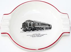 British Railways china ASHTRAY with image of BR Diesel Scafell Pike. Base marked WITH THE