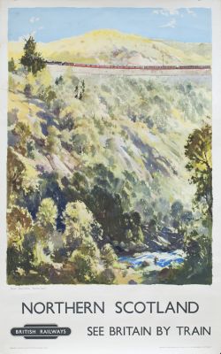 Poster BR(SC) NORTHERN SCOTLAND NEAR INVERSHIN by Jack Merriott. Double Royal 25in x 40in. In very
