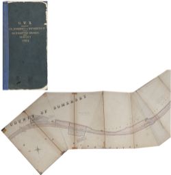 GWR official coloured fold out map of THE WILTS SOMERSET & WEYMOUTH RY BATHAMPTON BRANCH SURVEY