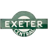 Southern Railway enamel target sign EXETER CENTRAL from the former London and South Western