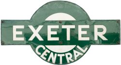 Southern Railway enamel target sign EXETER CENTRAL from the former London and South Western
