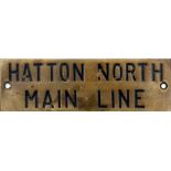 GWR signalbox shelf plate HATTON NORTH MAIN LINE. Hand engraved with original wax filling.