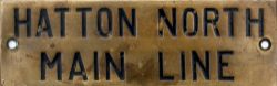 GWR signalbox shelf plate HATTON NORTH MAIN LINE. Hand engraved with original wax filling.