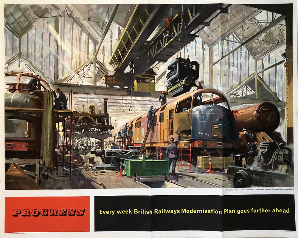 Poster BR PROGRESS EVERY WEEK BRITISH RAILWAYS MODERNISATION PLAN GOES FURTHER AHEAD by Terence