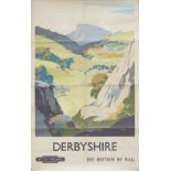 Poster BR(M) DERBYSHIRE SEE BRITAIN BY RAIL by Frank Sherwin. Double Royal 25in x 40in. In good