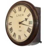 Great Northern Railway 12 inch mahogany cased fusee clock with original dial lettered LNER 7187.