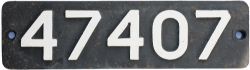 Smokebox numberplate 47407 ex LMS Fowler 3F 0-6-0 T built at Crewe in December 1926. Allocations