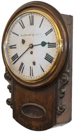 Caledonian Railway 12 oak cased English style fusee drop dial railway clock by Winterhalder &