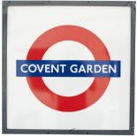 London Underground rectangular enamel target/bullseye sign COVENT GARDEN. In excellent condition