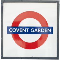 London Underground rectangular enamel target/bullseye sign COVENT GARDEN. In excellent condition