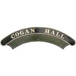 Nameplate COGAN HALL ex GWR Collett Hall 4-6-0 built at Swindon in 1935 and named Cogan Hall and