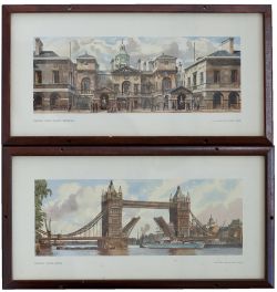 Carriage prints, a pair; LONDON HORSE GUARDS WHITEHALL and LONDON TOWER BRIDGE. Both are by John