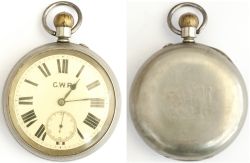 Great Western Railway nickel cased Railway Pocket Watch with top wind and push button set English