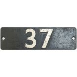 Smokebox numberplate 37 ex Rhymney Railway 0-6-2 T numbered 41 and GWR 37, built by Hudswell