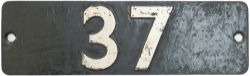 Smokebox numberplate 37 ex Rhymney Railway 0-6-2 T numbered 41 and GWR 37, built by Hudswell