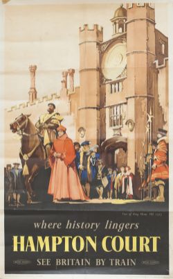 Poster BR(S) HAMPTON COURT VISIT OF KING HENRY VIII 1525 by Claude Buckle. Double Royal 25in x 40in.