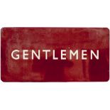 BR(M) FF enamel sign GENTLEMEN. Measures 36in x 18in and is in very good condition with a few