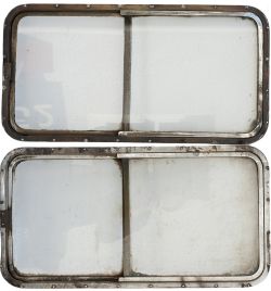 A pair of Deltic locomotive Bodyside Windows, complete and in as removed condition.