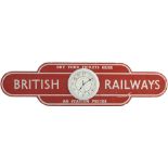 British Railways wooden totem sign Travel Agents Clock. BRITISH RAILWAYS BUY YOUR TICKETS HERE AT