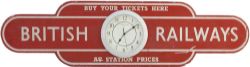 British Railways wooden totem sign Travel Agents Clock. BRITISH RAILWAYS BUY YOUR TICKETS HERE AT