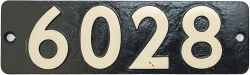 Smokebox numberplate 6028 ex GWR Collett 4-6-0 King built at Swindon in 1930. Originally named