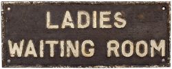 GWR cast iron double line doorplate LADIES WAITING ROOM. Measures 20.25in x 8in and is in as removed