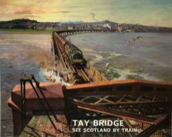 Poster BR(Sc) TAY BRIDGE by Terence Cuneo Quad royal 50in x 40in. Published by BR Scottish Region