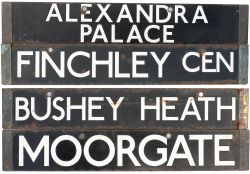 A pair of London Underground tube stock destination enamels FINCHLEY CENTRAL / BUSHEY HEATH and