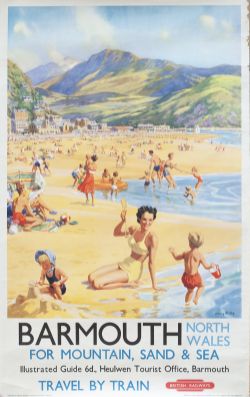 Poster BR(W) BARMOUTH NORTH WALES by Harry Riley. Double Royal 25in x 40in. In very good condition