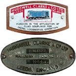 Diesel worksplate HUDSWELL CLARKE & CO LTD RAILWAY FOUNDRY LEEDS D.M. 1322 1964 ex 2ft gauge