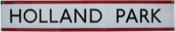 London Underground enamel frieze sign HOLLAND PARK measuring 52in x 9in. In very good condition with