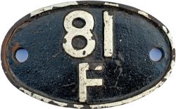 Shedplate 81F Oxford 1950-1973 with sub sheds of Abingdon to 1954 and Fairford to 1962. Face