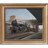 Original Oil Painting on canvas of TAMWORTH WITH PRINCESS ROYAL PACIFIC 4-6-2 46209 PRINCESS