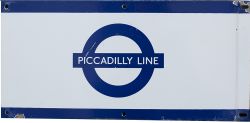 London Underground enamel frieze sign PICCADILLY LINE measuring 20in x 9.75in. In very good
