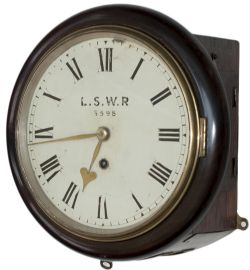 London and South Western Railway 8 inch dial mahogany cased fusee clock supplied to the LSWR