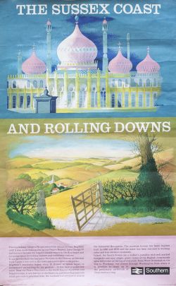 Poster BR(S) THE SUSSEX COAST AND ROLLING DOWNS by Reginald Lander. Double Royal 25in x 40in. In