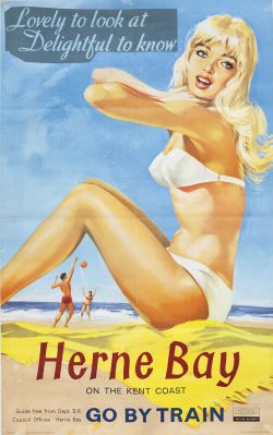 Poster BR(S) HERNE BAY ON THE KENT COAST. Double Royal 25in x 40in. In very good condition,