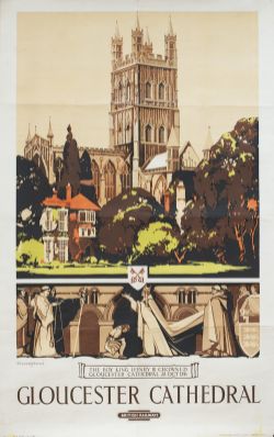 Poster BR(W) GLOUCESTER CATHEDRAL by Claude Buckle. Double Royal 25in x 40in. In good condition ,