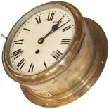 Great Western Railway Ships clock with an 8 inch painted dial, cast brass bezel, brass case and